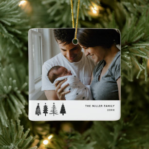 Minimalist Photo Christmas Yearly Ceramic  Ornament