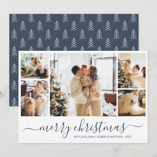 Minimalist Photo Collage Christmas Holiday Card (Front/Back)