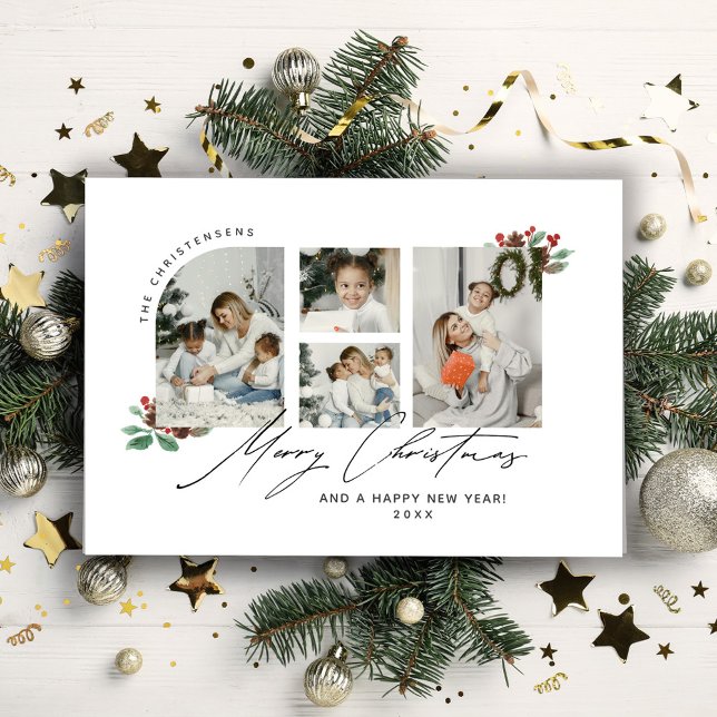 Minimalist Photo Collage Merry Christmas Collage Holiday Card (Creator Uploaded)