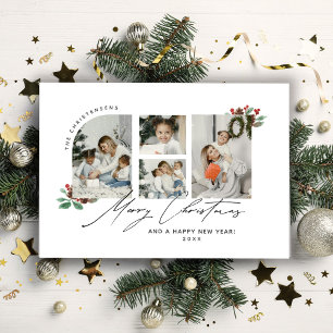 Minimalist Photo Collage Merry Christmas Holiday Card