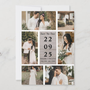 minimalist photo collage save the date wedding invitation