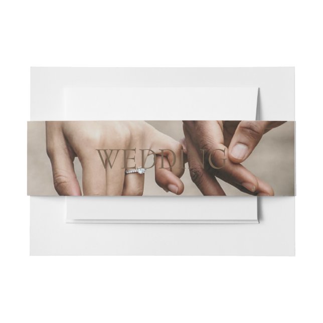 Minimalist photo collage wedding invitation belly band (Front Example)
