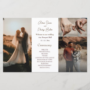 Minimalist photo collage wedding program