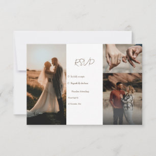 Minimalist photo collage wedding RSVP card