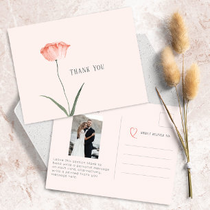 Minimalist Photo Coral Poppy Postcard