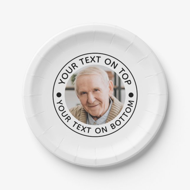Minimalist Photo Custom Text Colours Paper Plate (Front)