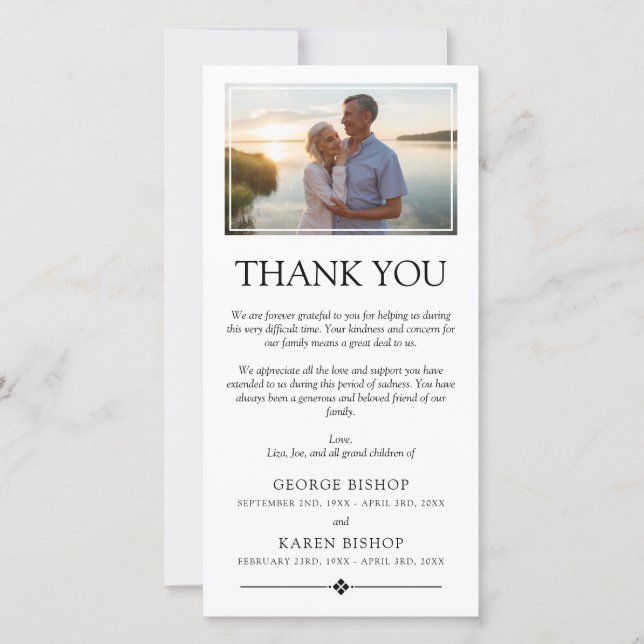 Minimalist Photo Double Sympathy Thank You Card (Front)