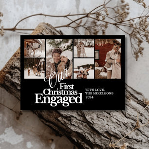 Minimalist Photo Elegant First Christmas Engaged Holiday Card