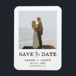 Minimalist Photo Elegant Modern Save The Date Magnet<br><div class="desc">A simple but elegant Save the Date magnet,  it features a photo on the front and back alongside modern graphic design that can be personalised with all of your wedding details.</div>
