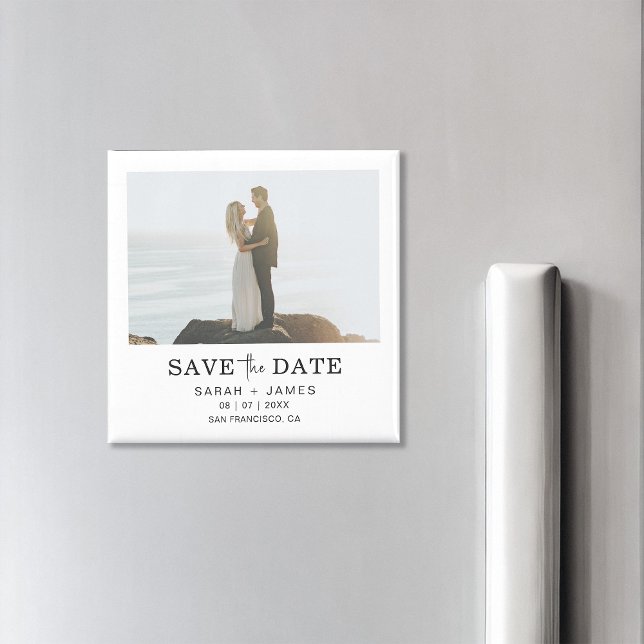 Minimalist Photo Elegant Modern Save The Date Magnet (Creator Uploaded)