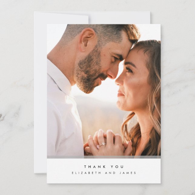 Minimalist Photo Engagement Thank You Card (Front)