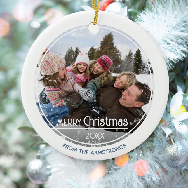 Minimalist Photo Family Merry Christmas Classic Ceramic Tree Decoration (Minimalist Photo Family Merry Christmas Classic Ceramic Ornament ©Susanne Sachers - Sunny Mind 🌞)