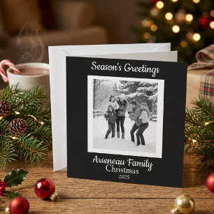 Minimalist Photo Family Personalise Holiday Postcard