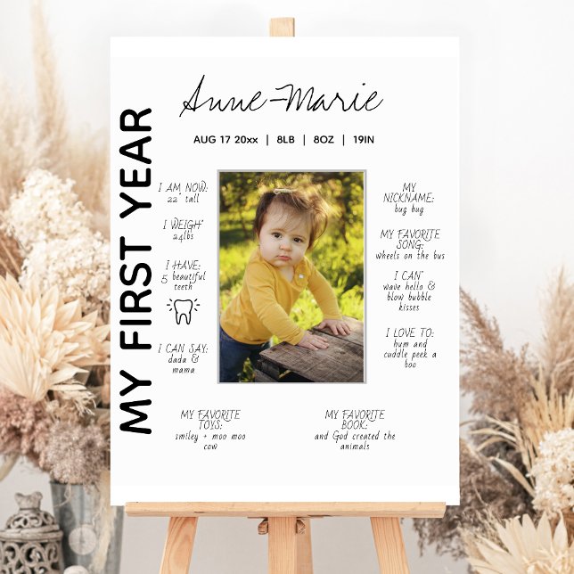 Minimalist Photo First Birthday Milestone Poster (Creator Uploaded)