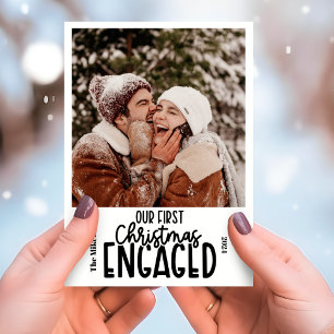 Minimalist  Photo First Christmas Engaged Holiday Card