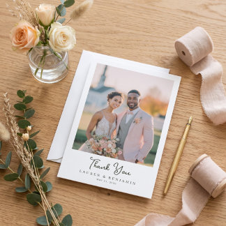 Minimalist Photo Flat Wedding Thank You Card