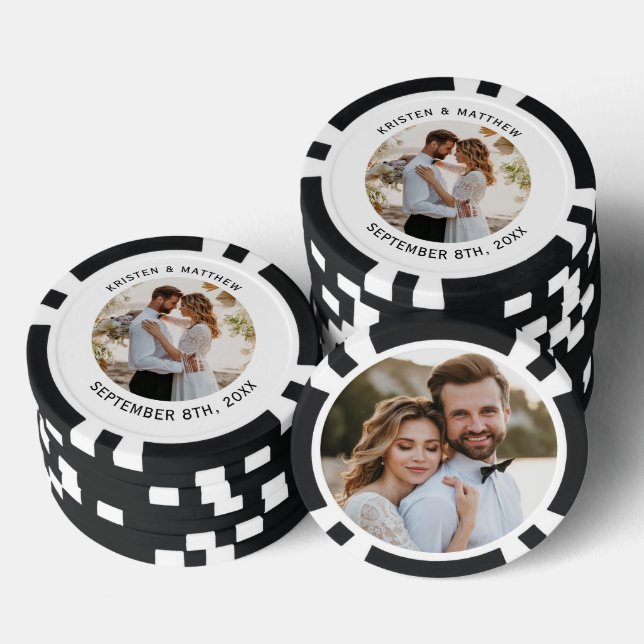 Minimalist Photo Frame Wedding Anniversary Poker Chips (Stack)