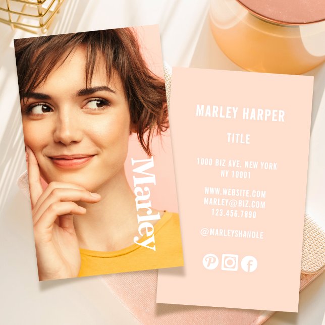 Minimalist Photo Full Photo Simple Chic Cute Fun Business Card (Creator Uploaded)