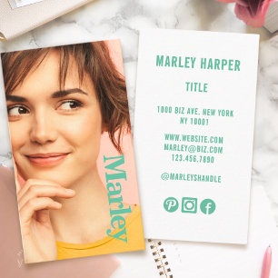 Minimalist Photo Full Photo Simple Chic Cute Fun Business Card