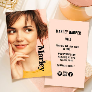 Minimalist Photo Full Photo Simple Chic Cute Fun Business Card