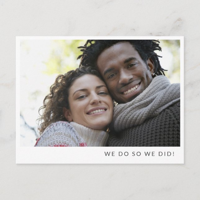 Minimalist Photo Fun Simple Message Elopement  Announcement Postcard (Front)