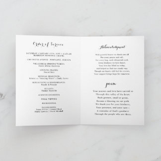 Minimalist Photo Funeral Order of Service Folded Programme