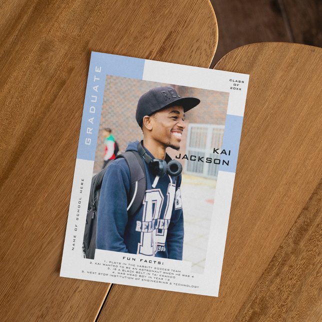 Minimalist Photo Graduate Photo Fun Facts Announcement (Creator Uploaded)