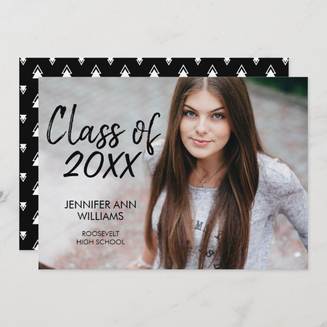 Minimalist Photo Graduation Announcement Card (Front/Back)