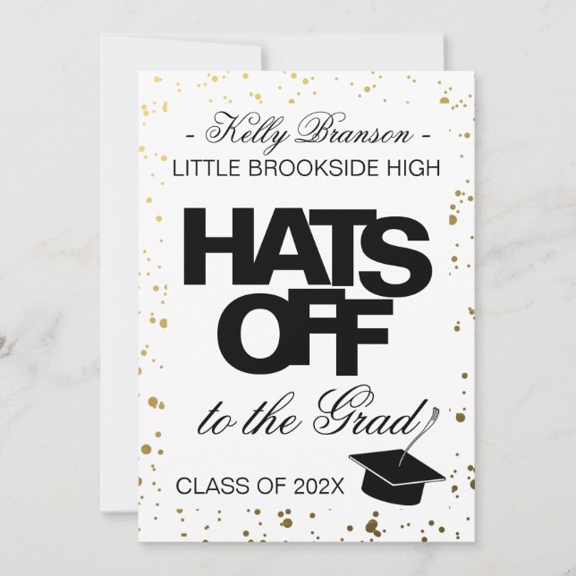 Minimalist Photo Graduation Announcement Hats Off  (Front)