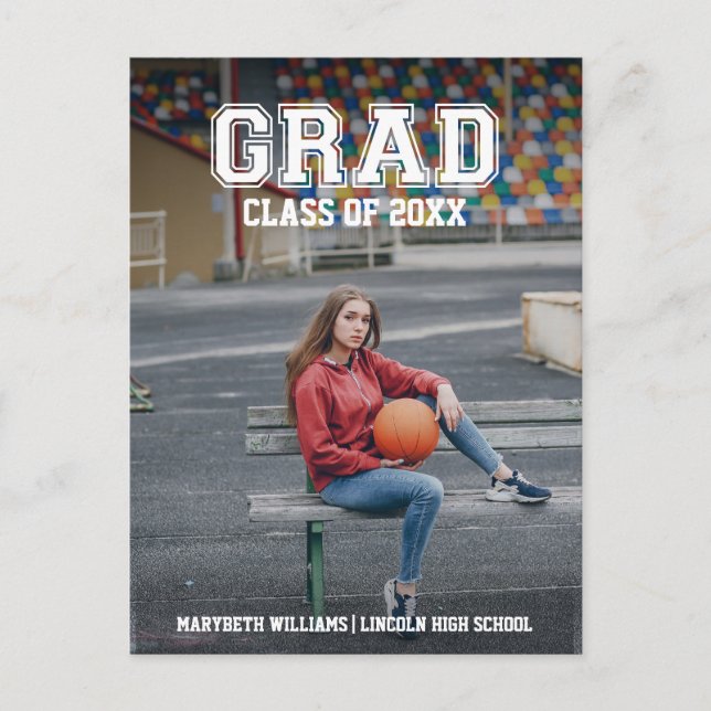 Minimalist Photo Graduation Announcement Postcard (Front)