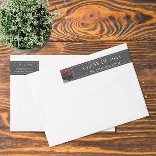 Minimalist Photo Graduation   Grey Address Wrap Around Label