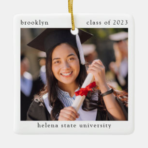 Minimalist Photo Graduation Keepsake Ceramic Ornament