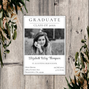 Minimalist Photo Graduation Open House   White Invitation