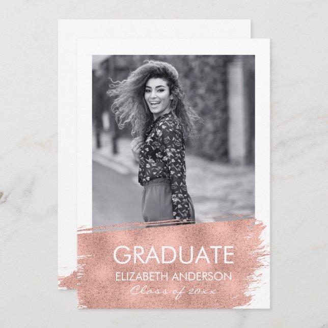 Minimalist Photo Graduation Party Card (Front/Back)
