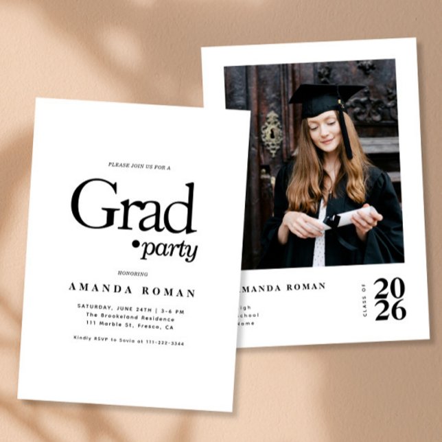 Minimalist Photo Graduation Party Invitation (Creator Uploaded)