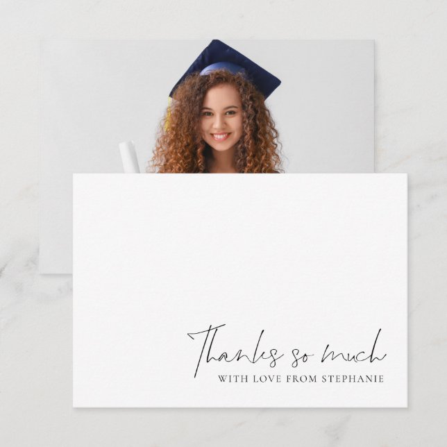 Minimalist Photo Graduation Thank You Card (Front/Back)