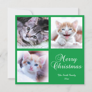 Minimalist Photo Grid Merry Christmas Green Card