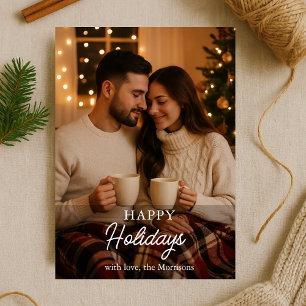 Minimalist Photo Happy Holidays Holiday Card