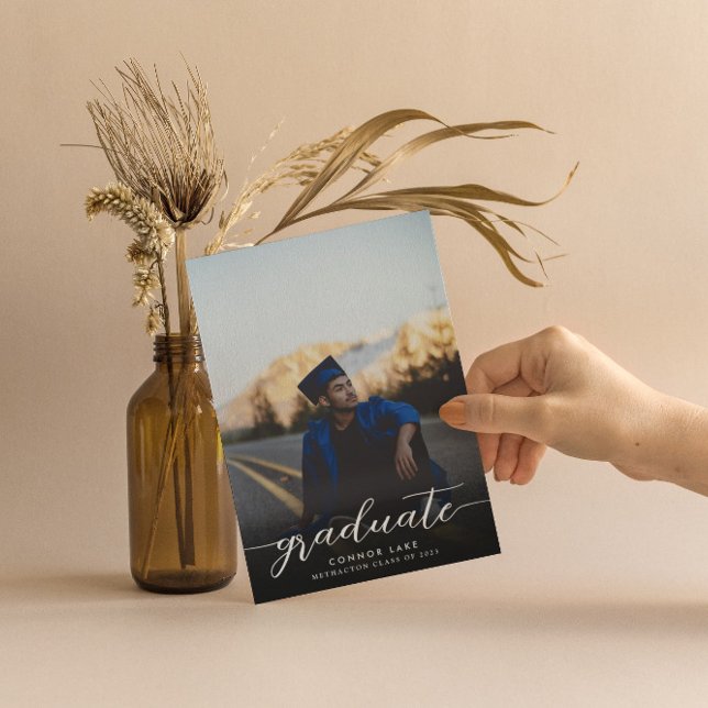 Minimalist Photo He Did It Graduation Party Invitation (Creator Uploaded)