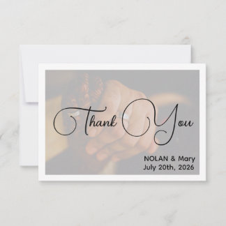 Minimalist Photo Holding Hands Flat Thank You Card