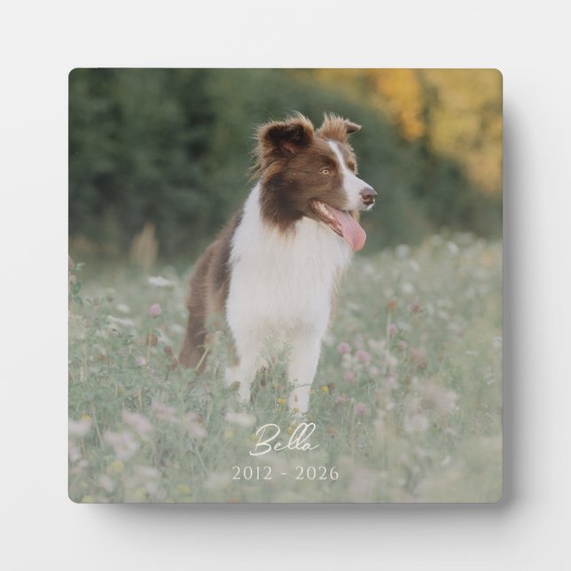 Minimalist Photo Keepsake Dog Loss Rememberance Plaque (Front)