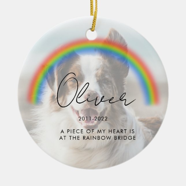 Minimalist Photo Keepsake Pet Memorial  Ceramic Tree Decoration (Front)