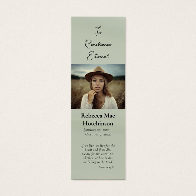 Minimalist Photo Memorial Orthodox Payer Bookmark (Front)