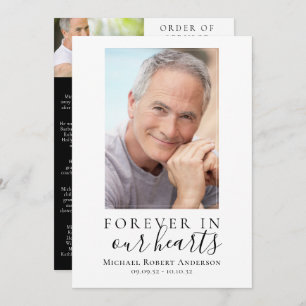Minimalist Photo Memorial Service Program Card