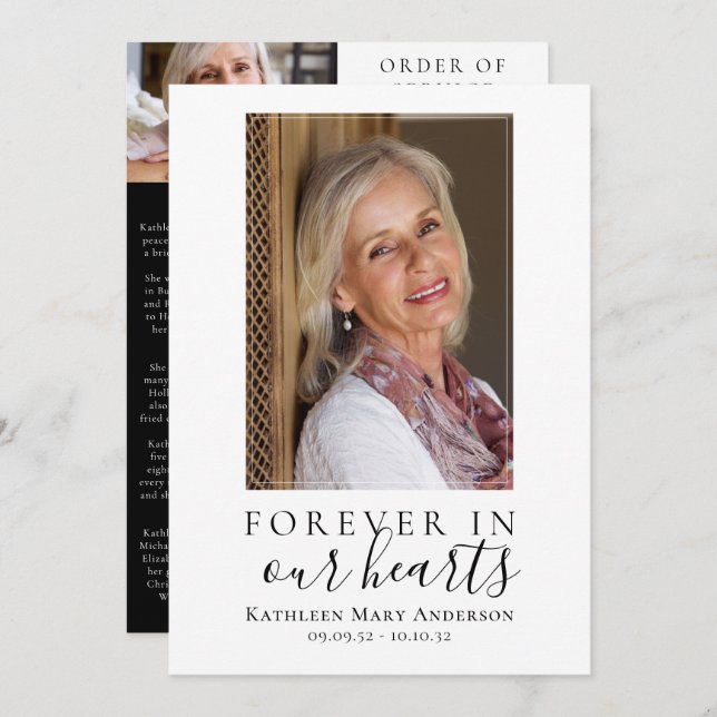 Minimalist Photo Memorial Service Programme (Front/Back)