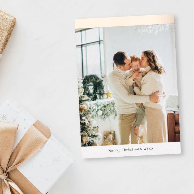 Minimalist Photo Merry Christmas Family  Foil Holiday Card (Creator Uploaded)