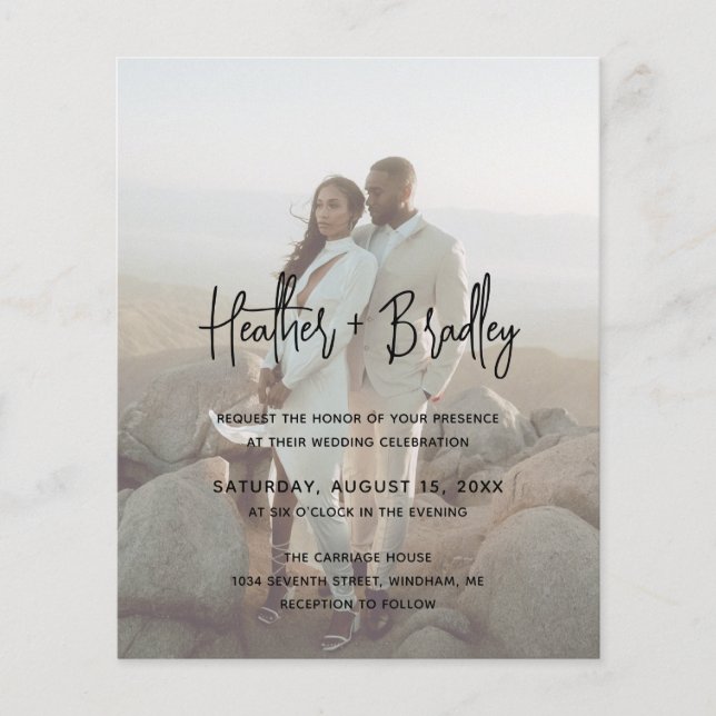 Minimalist Photo Modern Budget Wedding Invite (Front)