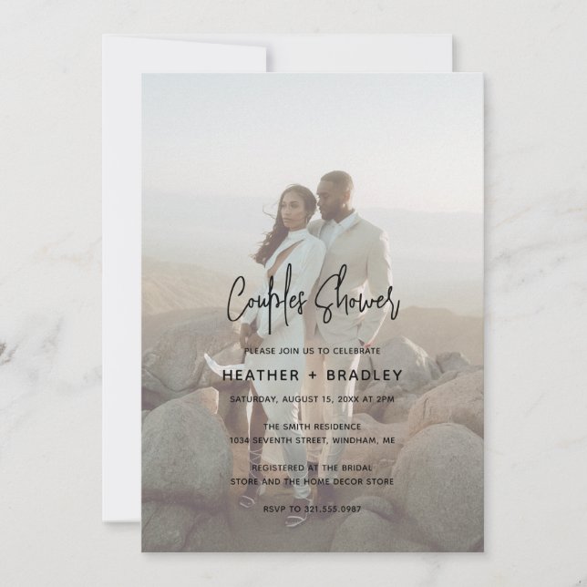 Minimalist Photo Modern Couples Shower Invitation (Front)