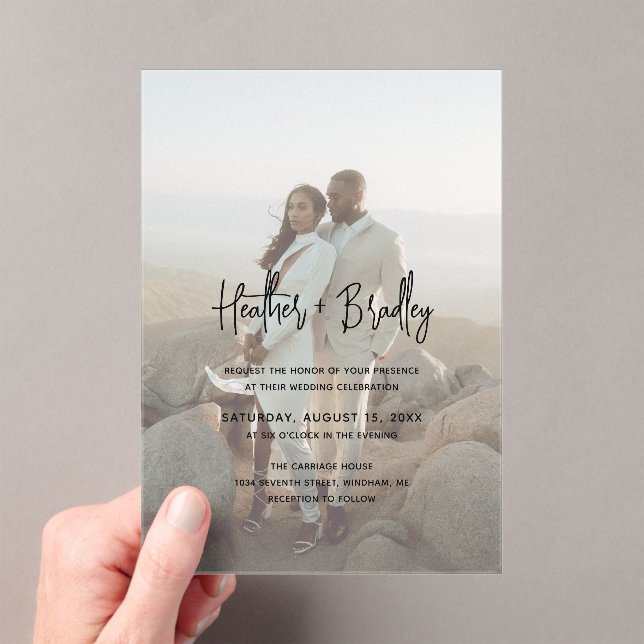 Minimalist Photo Modern Wedding Acrylic Invitations (Insitu (Handheld))