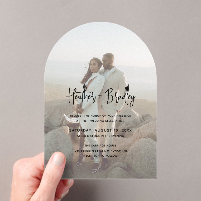 Minimalist Photo Modern Wedding Acrylic Invitations (Insitu (Handheld))